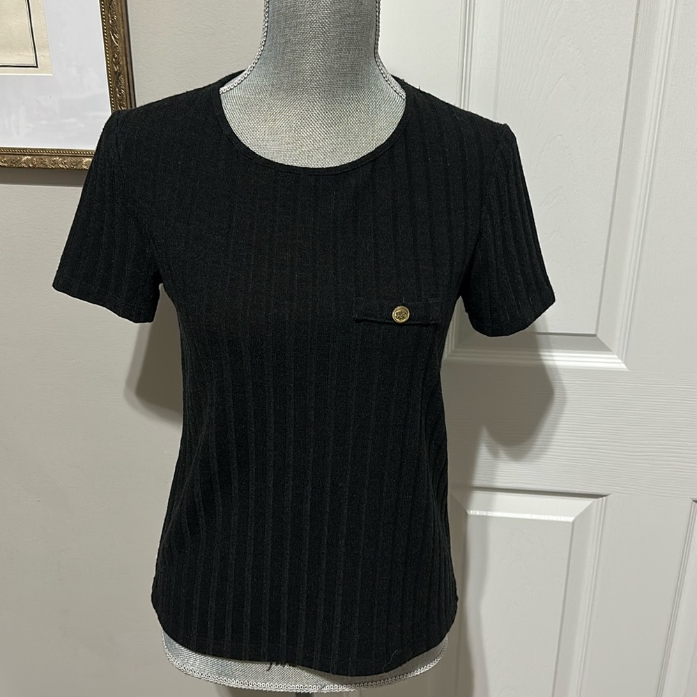 ZARA Trafaluc Black Short Sleeve Ribbed shirt L